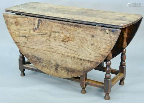 William & Mary oak gateleg drop leaf table, probably