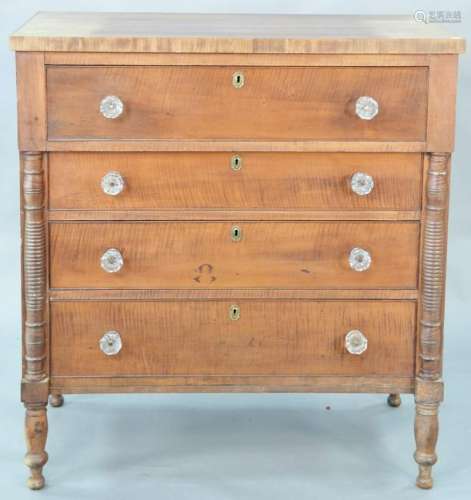 Sheraton four drawer chest with tiger maple drawer