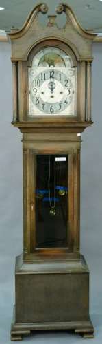 Colonial mahogany tall clock with five tubes and moon