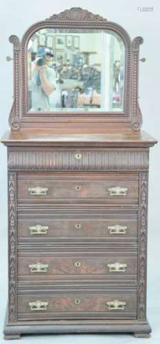 Victorian chest and mirror. ht. 74 in.