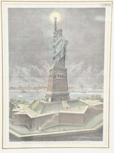 Statue of Liberty double page engraving, original by