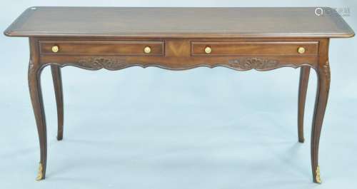 Kindel fruitwood hall table. ht. 28 in., lg. 57 in.