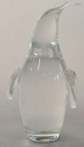 Steuben Adult Penguin crystal sculpture, signed