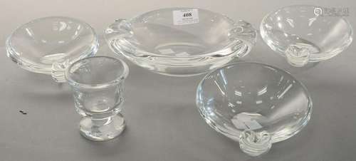 Five piece Steuben group to include four bowls and a