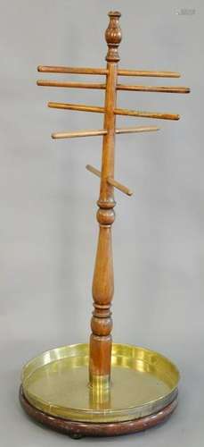 Victorian brass and mahogany bird perch, turned stem