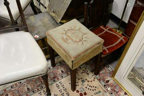 Chippendale Mahogany stool with needlepoint top set on