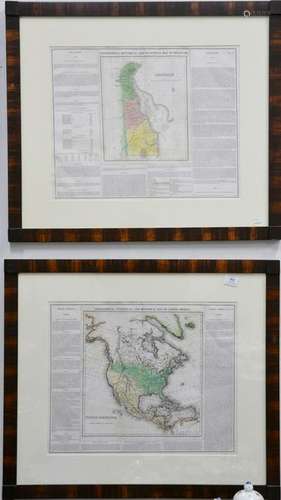 Fourteen framed pieces to include group of six maps to