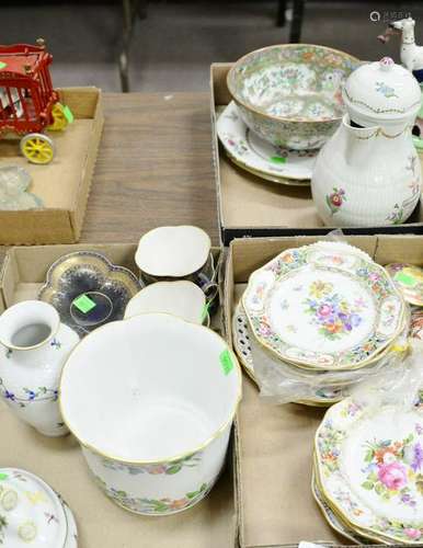 Three tray lots of include Dresden luncheon plates,