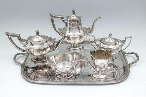 5 PC. GORHAM STERLING SILVER TEA SERVICE & TRAY