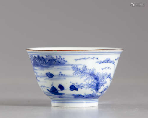 A small Japanese blue and white bowl