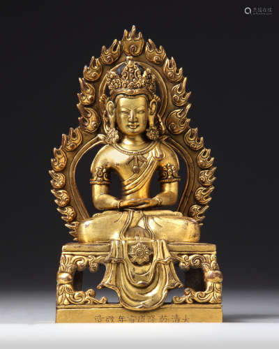 A Chinese gilt bronze seated figure of Buddha Amitayus