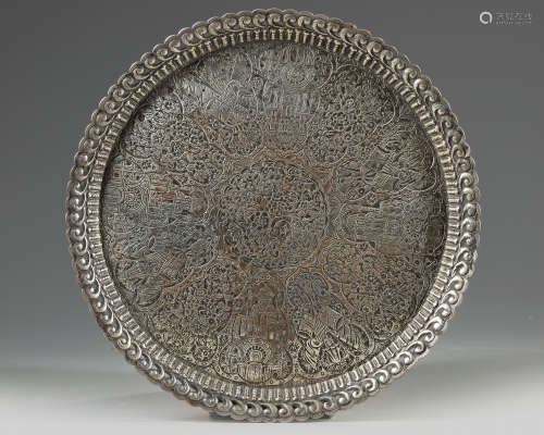 An Ottoman silver tray