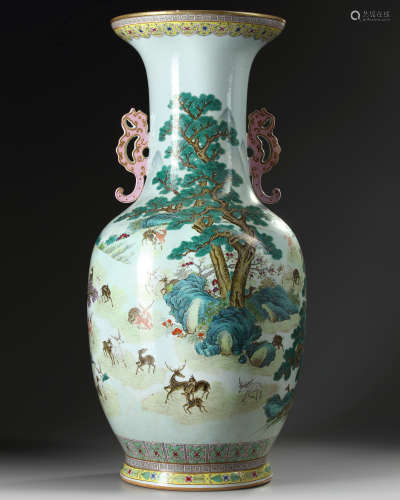 A large Chinese famille rose vase