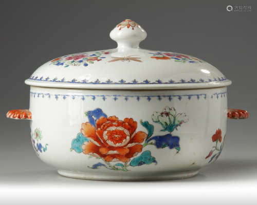A Chinese famille rose 'floral' tureen and cover