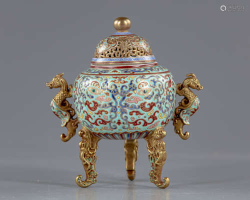 A Chinese porcelain tripod  censer