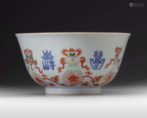 A Chinese porcelain 'buddhist emblems' bowl