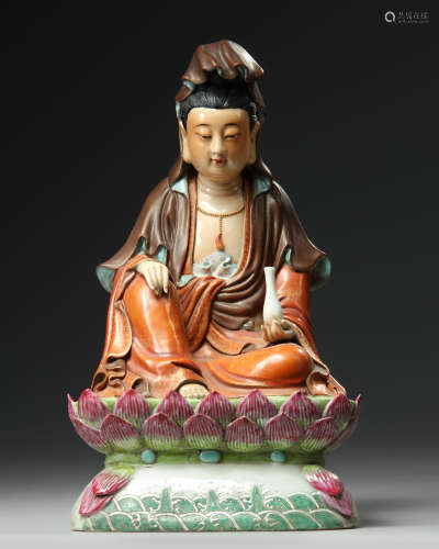 A Chinese famille rose figure of Guanyin