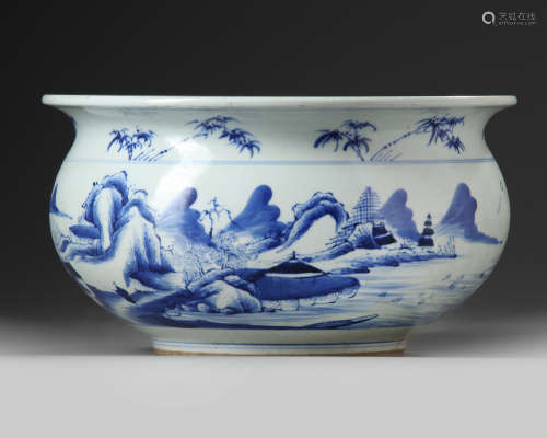 A Chinese blue and white jardinière