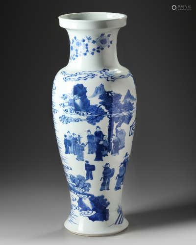 A large Chinese blue and white vase