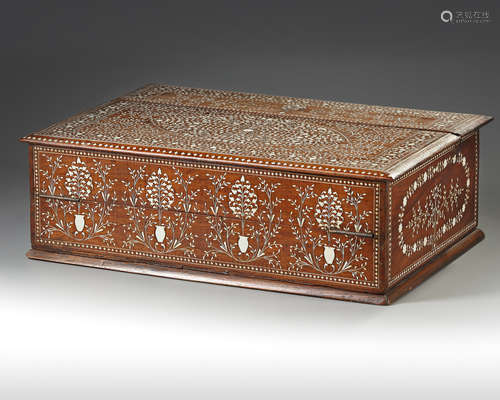 An Ottoman bone inlaid wooden writing box