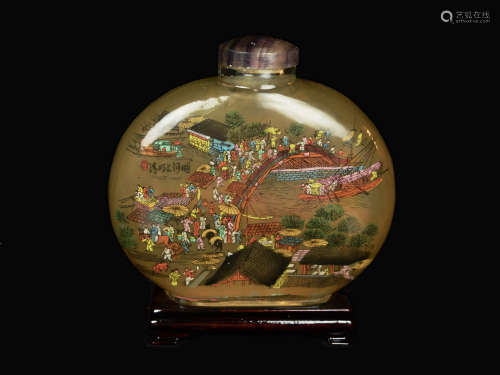 A Large Old Chinese Coloured Glass Snuff Bottle Ornament