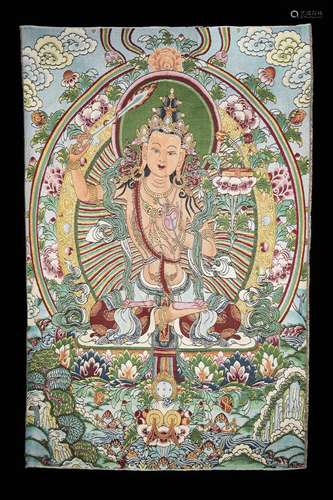 A  Hand Woven Tibetan Thangka of Manjushri