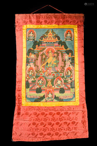 A Tibetan Hand Painted Thangka of White Drolma