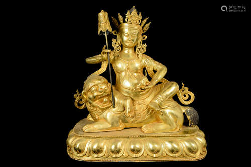 [Chinese] A Gilt Bronze Sculpture of Treasure King 