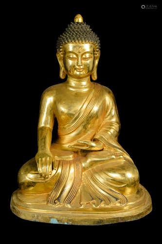 [Chinese] A Gilt Bronze  Gautama Buddha Statue