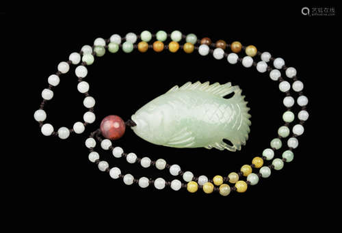 Natural Jadeite Fish Pendant Necklace