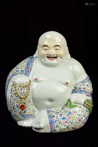 [Chinese] A Republic Era Penta-Colour (Wucai) Porcelain Laughing Buddha Sculpture