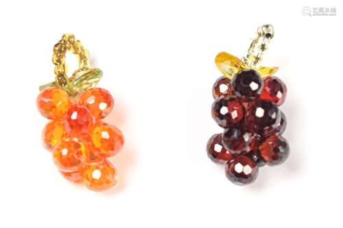 Two Pieces of Crystal Bead Grape Pendant