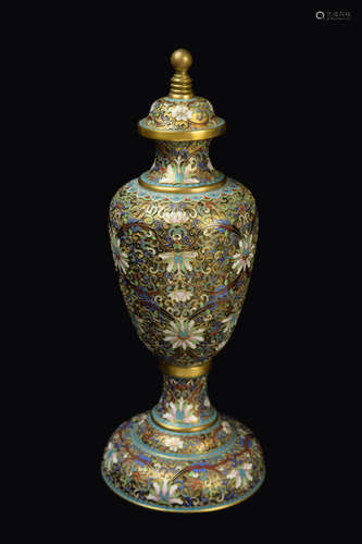 [French] A Cloisonne Lidded Bottle Shaped Ornament