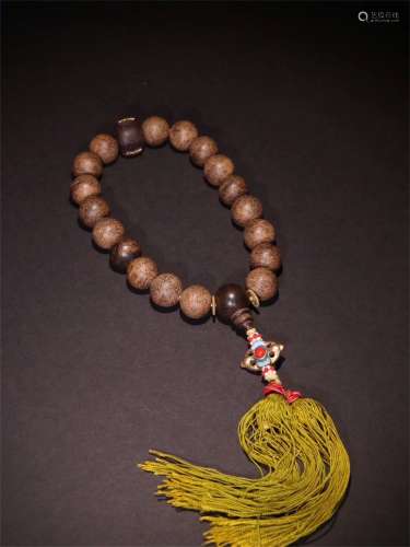 A Chinese Carved Agar-Wood Prayers Beads