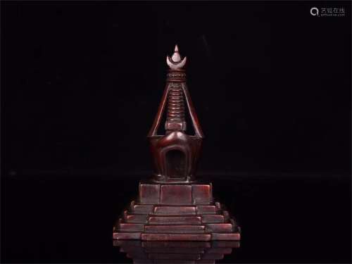 A Chinese Carved Agar-Wood Buddhist Tower