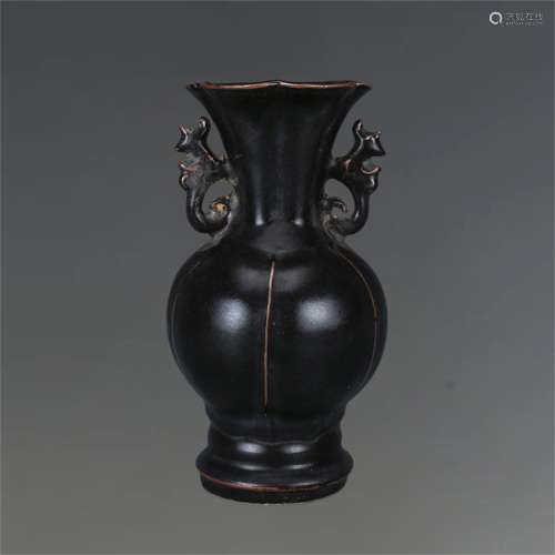 A Chinese Longquan Type Black Glazed Porcelain Vase