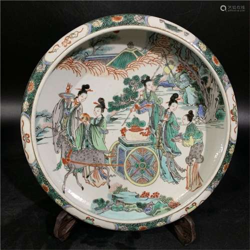 A Chinese Wu-Cai Glazed Porcelain Brush Washer