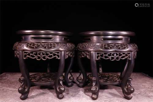 A Pair of Chinese Zitan Stands