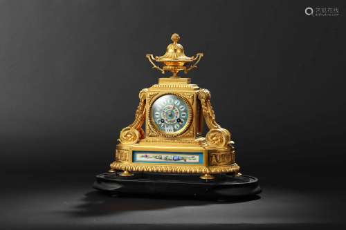清 铜鎏金珐琅表盘座钟