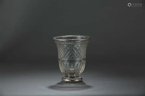 19世纪末 法国纯银水晶花瓶