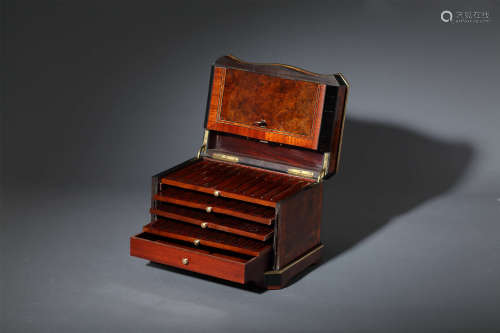 19世纪 法国古董瘿木雪茄箱