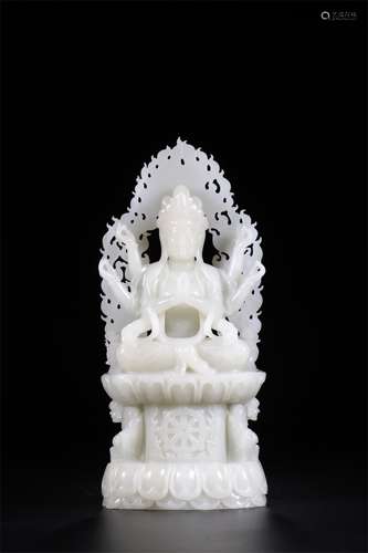 A Chinese Carved Jade Figure of Buddha