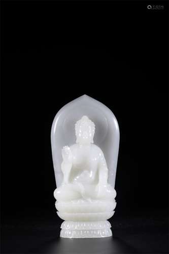 A Chinese Carved Jade Figure of Buddha