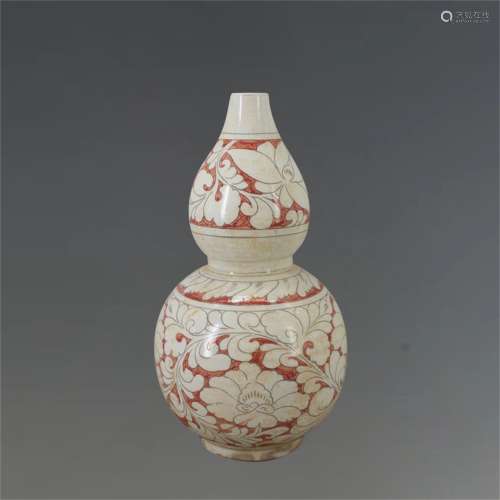 A Chinese Cizhou-Type Glazed Porcelain Double Gourd Vase