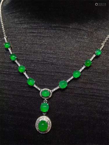 A Chinese Carved Jadeite Necklace