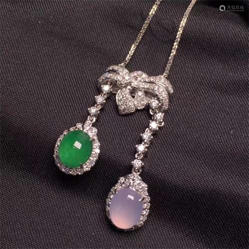 A Chinese Carved Jadeite Necklace