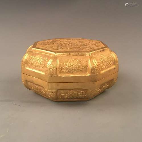 Chinese Tan Silver Gilded Box