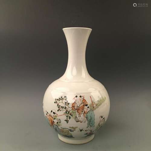 Chinese Famille Rose Children Vase