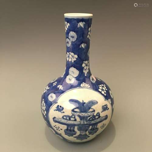 Chinese Blue and White Vase, Kangxi Mark