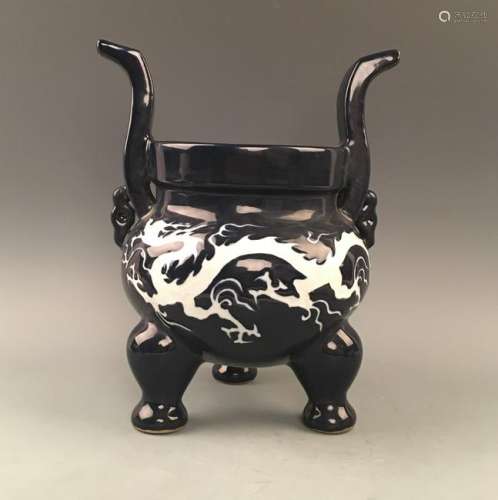 Chinese Blue and White Dragon Censer